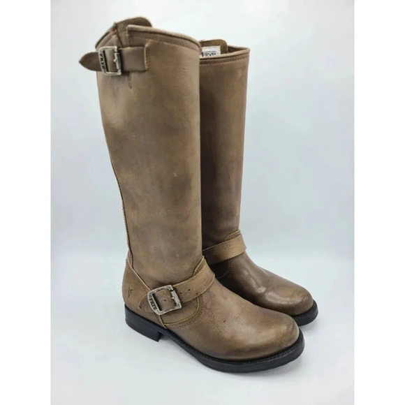 Frye Veronica 77618 Brown Leather Tall Knee High Riding Boots 5.5 - Picture 1 of 16